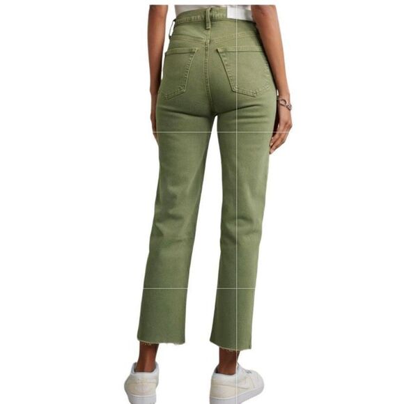 Re/Done 70s High Rise Stove Pipe frayed cropped straight-leg Jeans Button Fly 24 - Picture 4 of 8